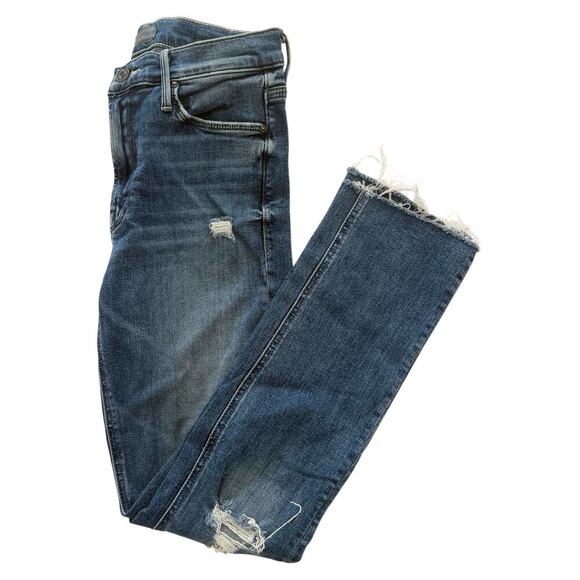 Mothermid rise dazzler ankle fray jeans "Weekend Warrior" wash denimsz 26